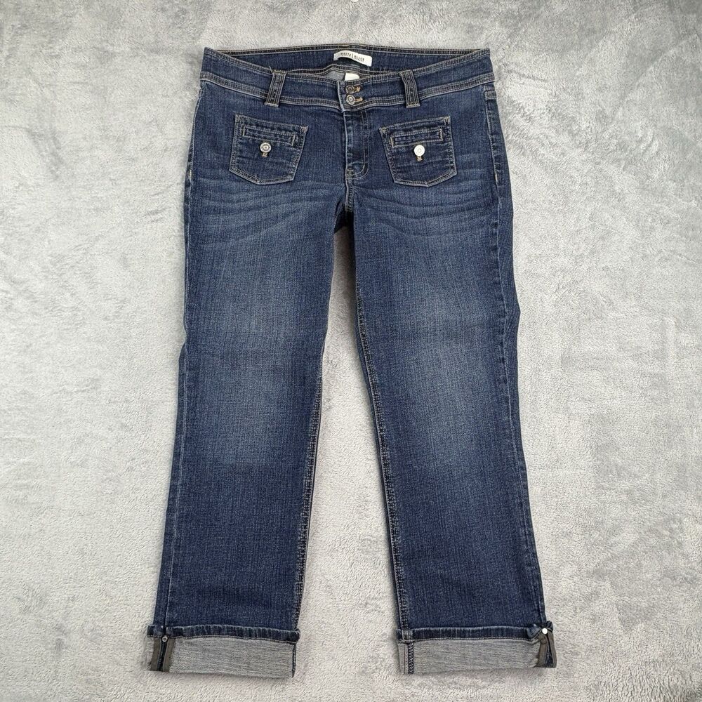 Vintage White House Black Market Jeans Womens 10 Blue Denim Cropped Cuffed Y2K